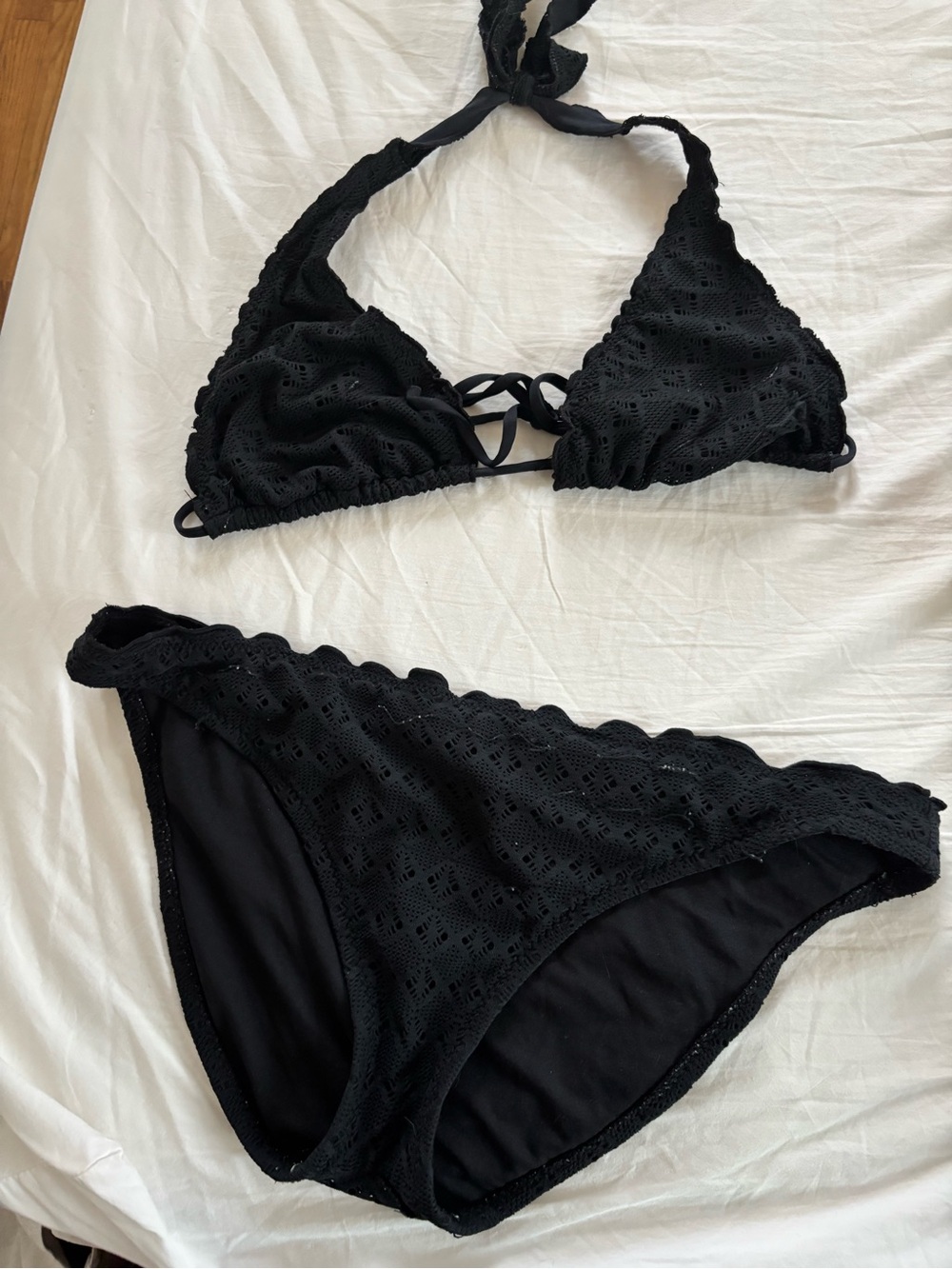 Mossimo Supply Co. Black Crochet Halter Bikini